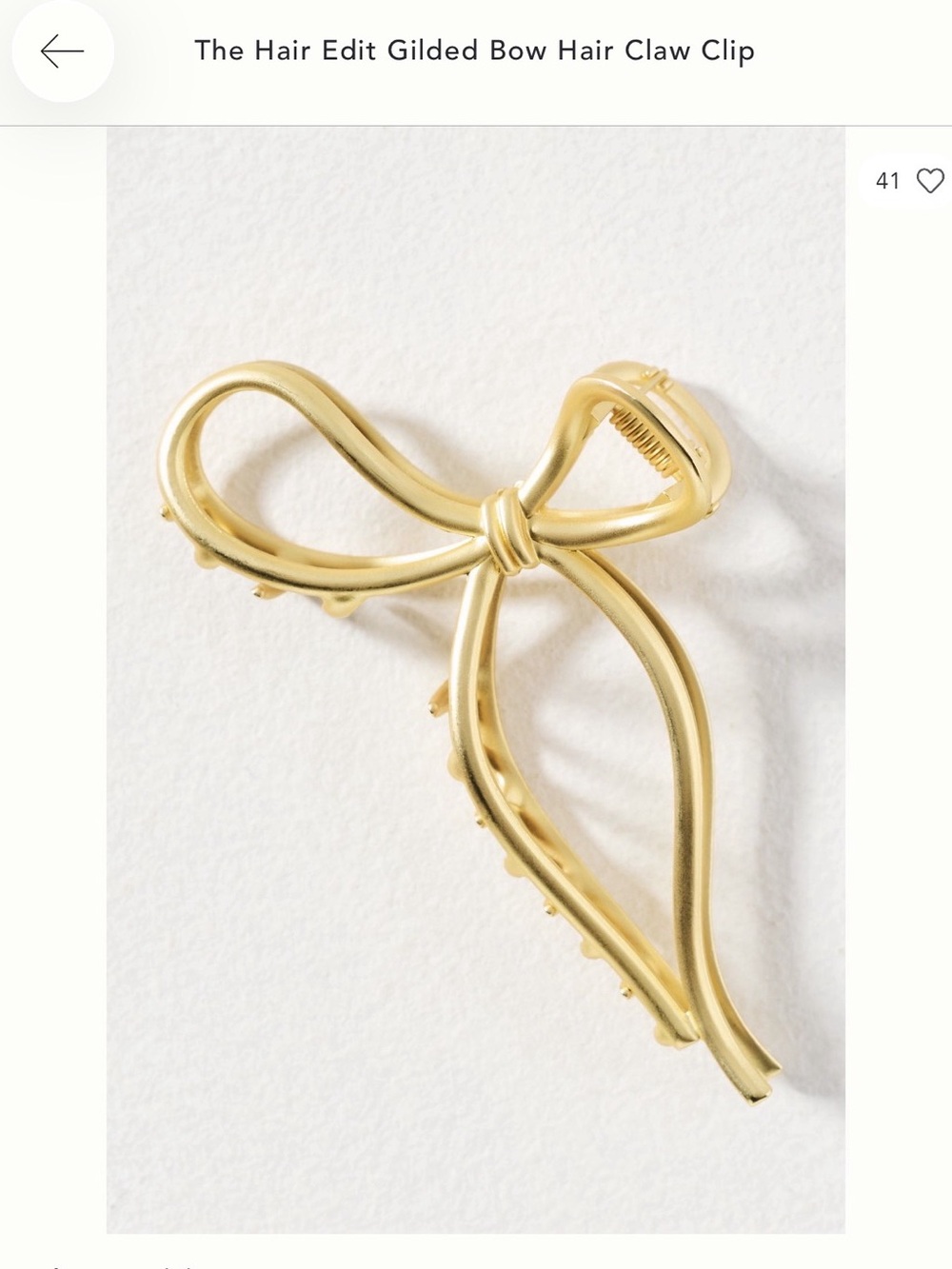 The Hair Edit Gilded Bow Hair Claw Clip Gold